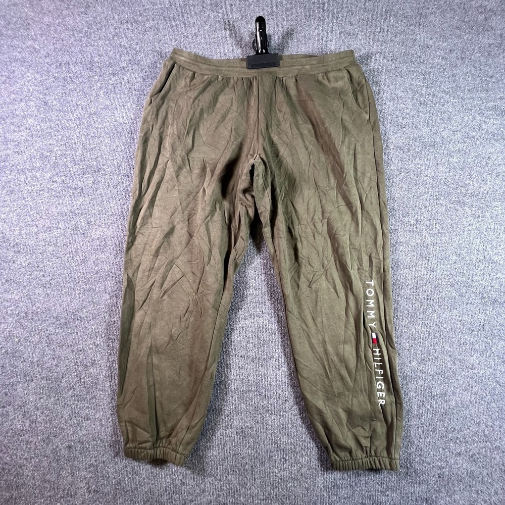 Tommy Hilfiger Sweatpant Men's XL Green Cotton Fleece-Lined Tapered Performance